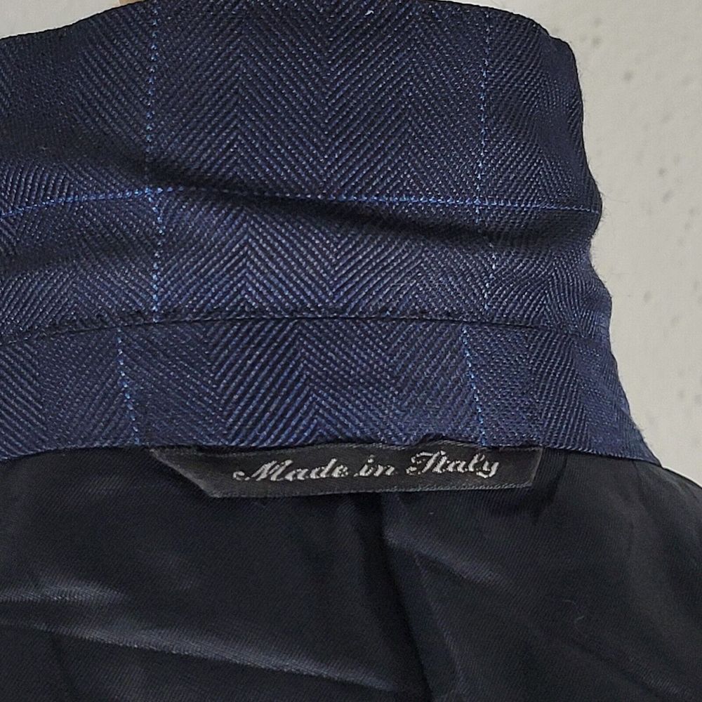 Canali‎ AL13320/00 Men's Sport Coat Blazer Two Button Navy Plaid Silk Wool 52XL - Picture 14 of 16